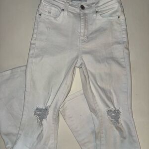 White Distressed Flare Jeans